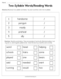 Two Syllable Words Reading Words Worksheet In 2020 Reading Words Syllable Worksheet Syllables Activities