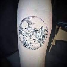 The most renowned landscape tattoos hail from the medieval era, but pieces from the present day are giving them a run for their money. 70 Cactus Tattoo Designs For Men Prickly Plant Ink Ideas Desert Tattoo Circle Tattoos Cactus Tattoo
