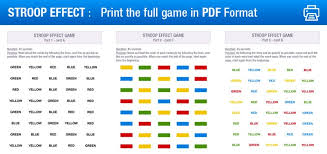 The page is made up of strips of cyan, magenta yellow and black so that you can easily see which ink cartridges may need replacing. Stroop Effect Game Printable List Of Words And Colors Memozor