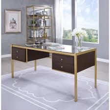 They do not outsource quality control and. Acme Furniture 64 In Rectangular Glass Gold 4 Drawer Writing Desks With Built In Storage 92785 The Home Depot In 2021 Glass Desk Glass Desk Office Acme Furniture