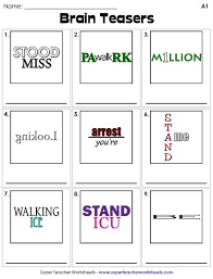 Brain Teaser Worksheet Rebus Puzzle Printable Brain Teasers Word Brain Teasers Brain Teasers For Kids