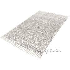 Black And White Woven Rug White Black Cotton Block Print Area Accent Dhurrie Rug Woven Flat Weave 3 X 5 To 8 X 10 Ft Dhurrie Print Rugs Dhurrie Rugs Dhurrie Woven Rug