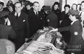 People and organizations faced fines and even jail time if they did not contribute. Eva Peron In Glass Casket By Bettmann