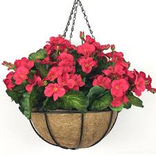 Strongly recommend rattan wicker basket round flower vases rattan basket weaving hanging wall hanging basket hanging flower pots. Lopkey Artificial Begonia Flowers Outdoor Patio Lawn Garden Hanging Basket Fake Flower 10 Inch Red Silk Flower Arrangements