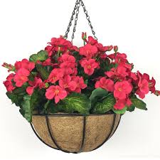 ： does not apply： type: Lopkey Artificial Begonia Flowers Outdoor Patio Lawn Garden Hanging Basket Fake Flower 10 Inch Red Silk Flower Arrangements