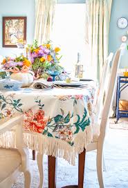 Get the tutorial at liz marie blog. Sewing A Pretty Chintz Tablecloth With Bullion Fringe Pender Peony A Southern Blog