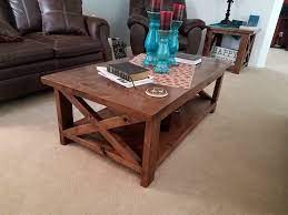 Hand carved legs have been added and matched to top. Rustic X Farmhouse Farmhouse Style Coffee Table And End Tables The Village Of Artisans