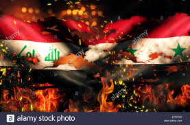 Irak ist ein staat im mittleren osten. Irak Syrien Flagge Krieg Zerrissenen Feuer Internationaler Konflikte 3d Stockfotografie Alamy