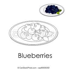 Supercoloring.com is a super fun for all ages: Coloring Book Forest Blueberries On A Plate Color Page Whith Sample Berries With Leaves Monochrome Illustration Poster Canstock