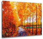 Amazon.com: LB Framed Autumn Maple Leaves Canvas Wall Art Fall ...