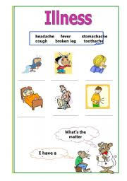 A vocabulary worksheet that highlights the words in the flashcard set above. Illness Esl Worksheet By Omiimo