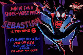 Spider Verse Invitation Birthday Party Miles Morales Invitacion Digital File Fast Service 4 Ho Spiderman Party Spiderman Birthday Spiderman Birthday Party