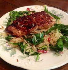 Romanos Macaroni Grill Teriyaki Salmon With Spinach Orzo Recipe Food Com Grilled Teriyaki Salmon Recipes Macaroni Grill Recipes