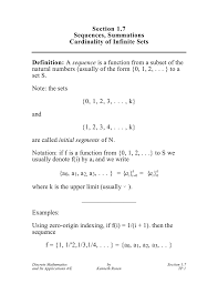 The negation of any of these gives a definition of infinite set. Section 1 7 Sequences Summations Cardinality Of Infinite Sets Definition