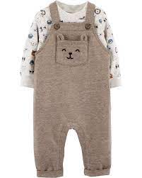 Newborn toddler infant baby boys romper long sleeve jumpsuit. 2 Piece Animals Tee Knit Overalls Set Carters Com