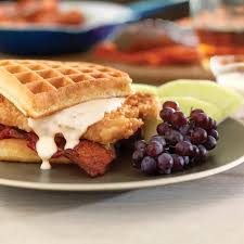Add pork chops, and fry, in 3 batches, 1 minute on each side or until browned. Pork Chop And Waffle Sandwiches With Maple Gravy Recipe Yummly
