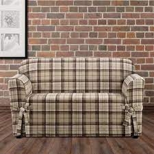As their name suggests, they can be slipped over your furniture in minutes. Sure Fit Highland Plaid Tan One Piece Slip Cover Slipcover Loveseat Surefit Colonial Slipcovers Loveseat Slipcovers Love Seat