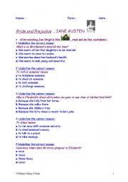 Buzzfeed staff the more wrong answers. Pride And Prejudice Quiz Esl Worksheet By Domenec
