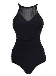 Black Bathing Suit Cover Up Walmart Time And Tru Time And Tru Women S Print Mesh One Piece Swimsuit Walmart Com In 2020 Slimming Swimwear One Piece Swimwear Black Swimwear