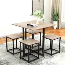 Amish pub tables fit in with your décor. Topmax 5 Piece Dining Table Set With 4 Stools Oak Black