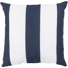 Place this gorgeous black and ivory zigzag woven indoor outdoor lumbar pillow ($30) on top of white furniture pieces for ultimate contrast. Beach Navy Blue Rugby Stripe Outdoor Pillows Sky Iris