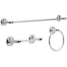 2020 popular 1 trends in home improvement, home & garden, tools, beauty & health with bathroom hardware accessories and 1. Delta Silverton 3 Piece Bath Hardware Set In Chrome With Towel Ring Toilet Paper Holder And 24 In Towel Bar Slv63 Pc The Home Depot