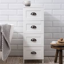 Harbour scene 1200mm wall mounted countertop vanity unit gloss white and oak. 4 Drawer Stow Bathroom Cabinet In White Noa Nani