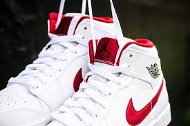 Jordan 1 Mid White Black Gym Red Release Date With The Jordan 1 Gym Red Releasing Over The Weekend Its Lighter And Whiter Other Half Is Hot On The Heels Almost Flipped Comp Air Jordans Sneakers Jordans