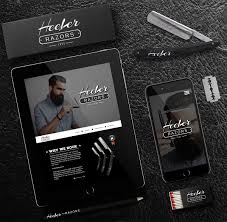 Heeler Razors On Behance Hipster Responsive Website Mock Up Barber Razor Logo Branding Dark Straight Razor Product Raz Heeler Banner Ads Design Branding Design