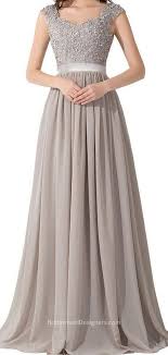 Grey Tone With Embroidered Top Complete This Modest A Line Floor Length Long Bridesmaid Lace Chiffon Bridesmaid Dress Lace Evening Dresses Prom Dresses Modest