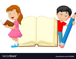 Cartoon Kids With Book And Pencil Vector Image On Vectorstock Alphabet Activities Preschool School Wall Art Ideas Cartoon Kids