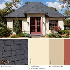 Choosing exterior paint colors for your painting there are a couple approaches for a green roof. Exterior Color Scheme Slate Black Davinci Slate Roof