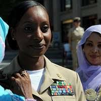 The 2009 U.S. Fleet Forces Sea Sailor of the Year Hospital Corpsman 1st  Class Ingrid Cortez is meritoriously promoted to chief petty officer at an  advancement ceremony at the Navy Memorial. -