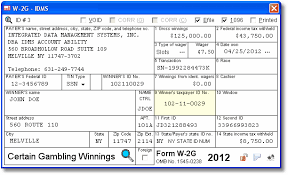 W 2g User Interface Certain Gambling Winnings Data Is Entered Onto Windows That Resemble The Actual Forms Imports Winner Irs Forms Federal Income Tax Irs