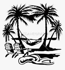 Brown wooden frame white and black striped padded folding chaise lounge, deckchair wing chair, beach chairs transparent background png clipart. Clipart Waves Palm Tree Palm Tree Beach Clip Art Black And White Hd Png Download Transparent Png Image Pngitem
