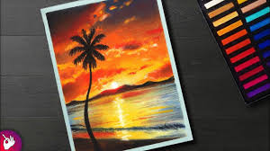 How To Draw A Scenery Cloudy Sunset Scenery Landscape Scenery Drawing Pastel Landscape Oil Pastel Art Pastel Art