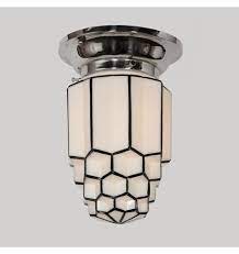 Tiffany style flush mount ceiling light 12 inches european pastoral grape art deco stained glass light fixtures tf047. Art Deco Flush Mount W Honeycomb Shade C1932 Art Deco Bathroom Art Deco Lamps Art Deco Lighting