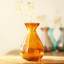 Recycled Amber Glass Bud Vase