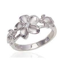 Sterling Silver Hawaiian Plumeria Turtle Ring Silver Earrings Outfit Simple Silver Jewelry Silver Wedding Rings