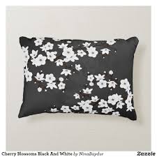 Black And White Decorative Pillows Cherry Blossoms Black And White Accent Pillow Throw Pillows White Accent Pillow Pillows