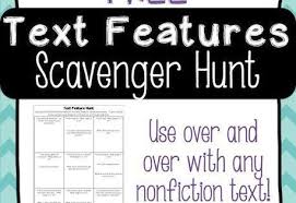 Freebie Text Features Scavenger Hunt Students Use Any Nonfiction Book To Hunt For Certain Text Fe Nonfiction Texts Text Features Nonfiction Text Features