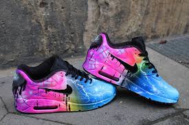 Custom Painted Airbrush Nike Air Max 90 Blue Meets Pink Unique Style Sneakers Nike Air Shoes Nike Air Max White Nike Shoes