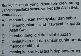 Dalam kamus besar bahasa indonesia dijelaskan bahwa yang dimaksud optimis adalah orang yang selalu berpengharapan (berpandagan) baik dalam menghadap segala hal atau persoalan. Berikut Hikmah Yang Diperoleh Oleh Orangyang Berperilaku Husnuzan Kepada Allah Swt Kecuali Brainly Co Id