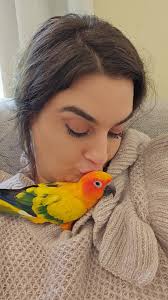 My friend Deconda took this pic n front of Walmart & text to me . He is  giving his baby some SUN 😀🦜😆🦜