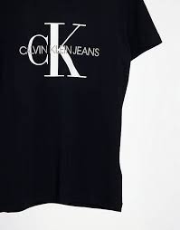 Check spelling or type a new query. Calvin Klein Jeans Schmales T Shirt Mit Kultigem Monogramm Druck In Schwarz Asos