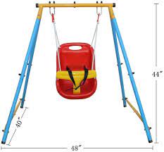Amazon Com Movement God Baby Toddler Indoor Outdoor Metal Swing Set With Safety Belt For Backyard Toys Games