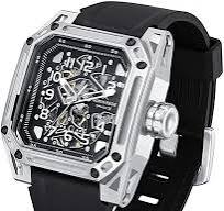North Edge Spacex Steel Square Automatic Mechanical Waterproof 100M Men's  Watch