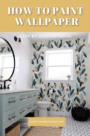 How To Paint Over Wallpaper In A Bathroom Diy Fynes Designs Painting Over Wallpaper Diy Wallpaper Diy Bathroom