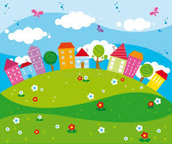 Funny City Illustration Of Funny Colorful City Landscape With Houses And Trees Affiliate Illust Art Drawings For Kids Kids Art Projects Painting For Kids