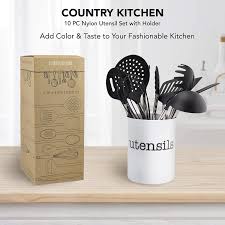 We did not find results for: Country Kitchen 10 Piece Nylon Cooking Utensil Set With Holder Black Kitchen Tools And Gadgets With Rounded Gunmetal Handles Kitchen Utensils Gadgets Kitchen Dining Environews Tv